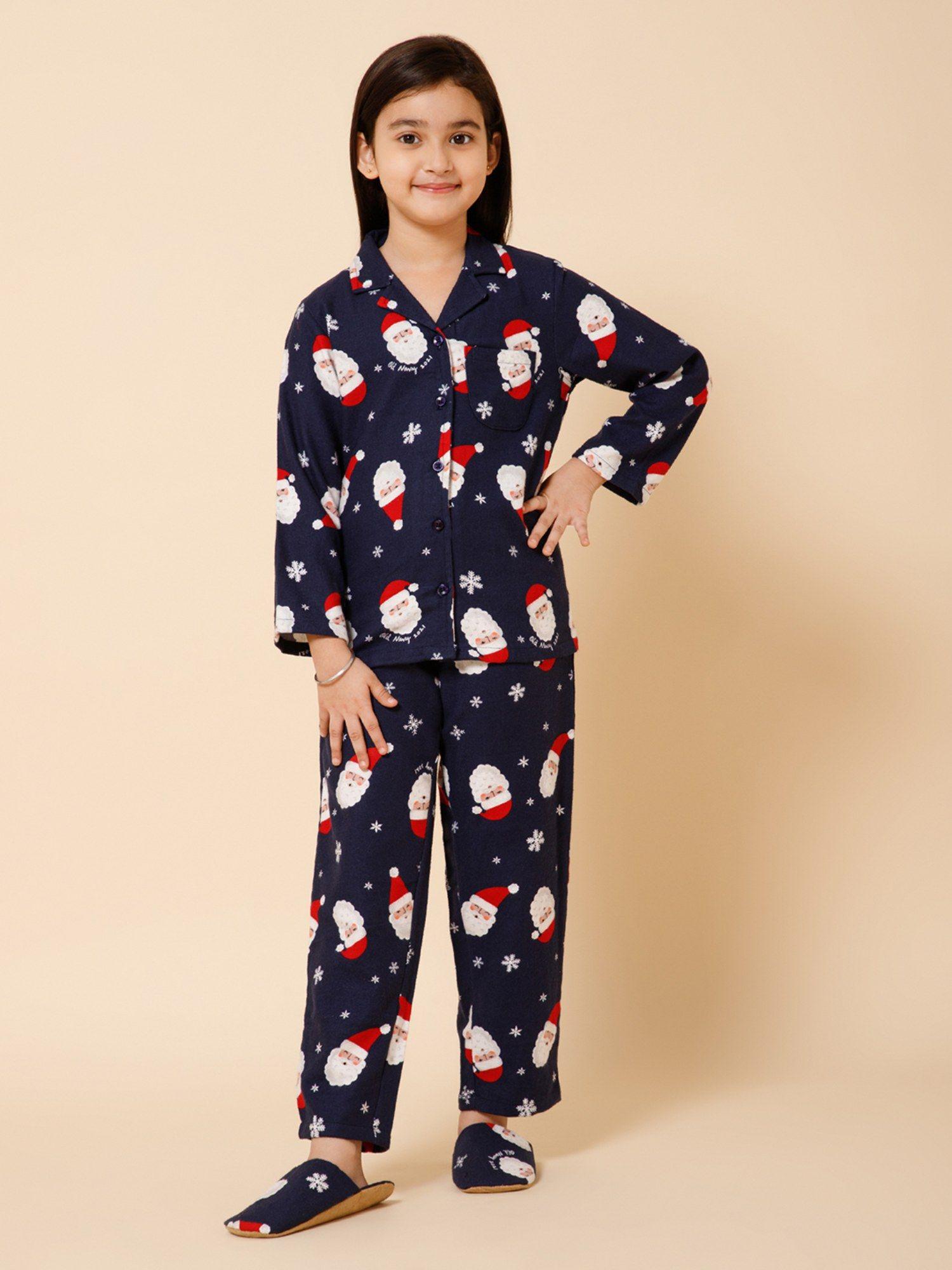 navy-blue-santa-night-suit-shirt-&-pant-with-slip-on-slippers-(set-of-3)