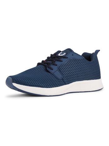navy blue self design sneakers
