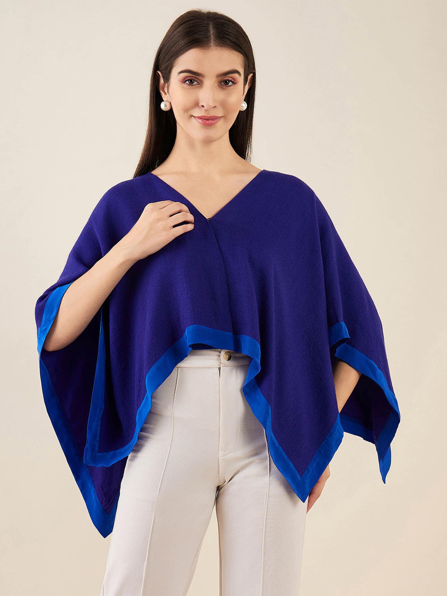 navy blue short cashmere cape