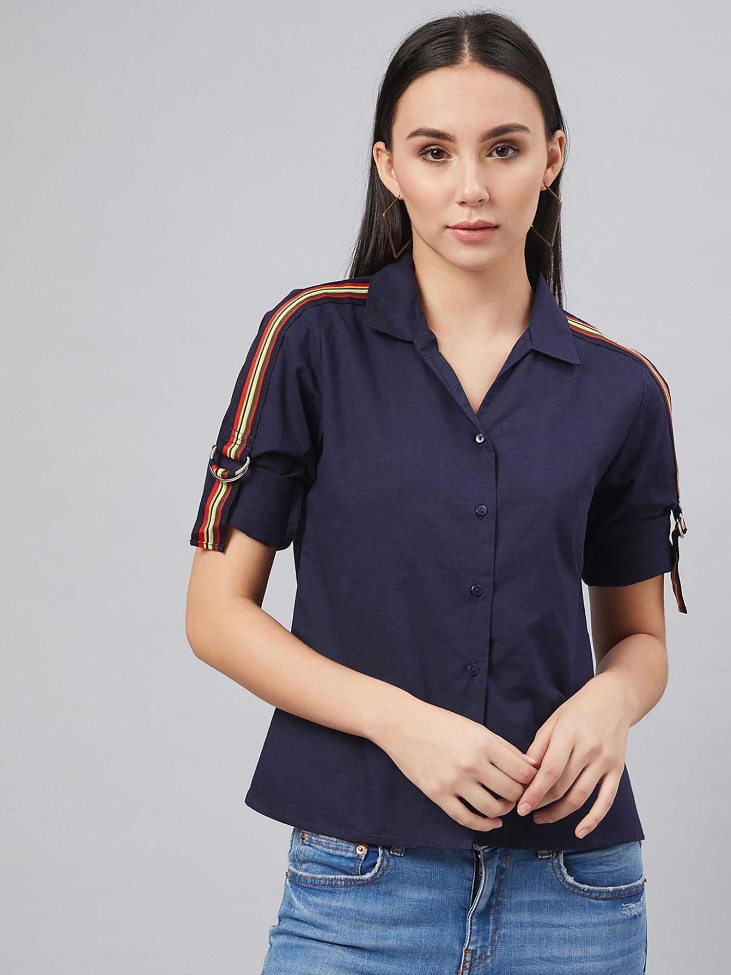navy blue solid comfortable shirt