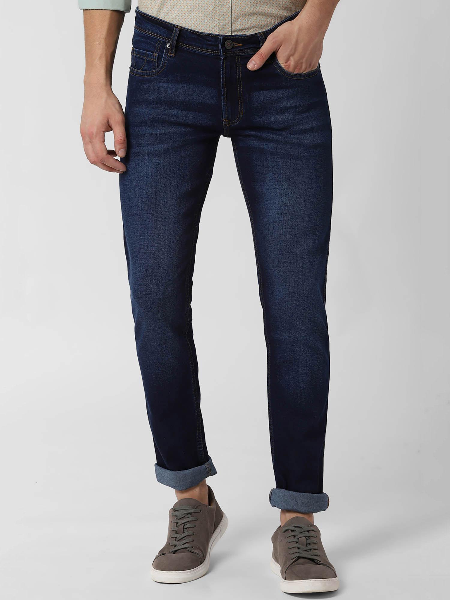 navy blue solid jeans