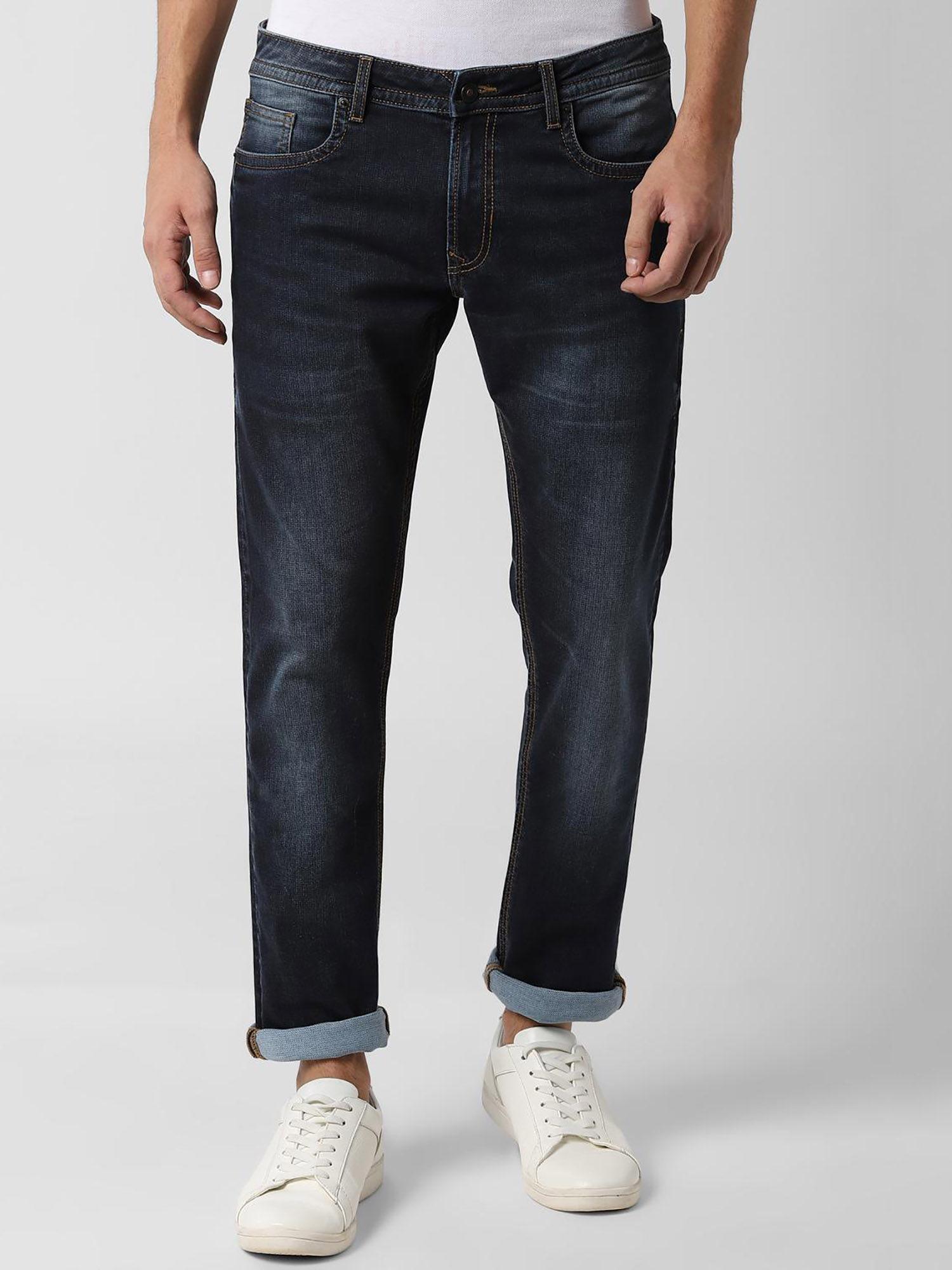navy blue solid jeans
