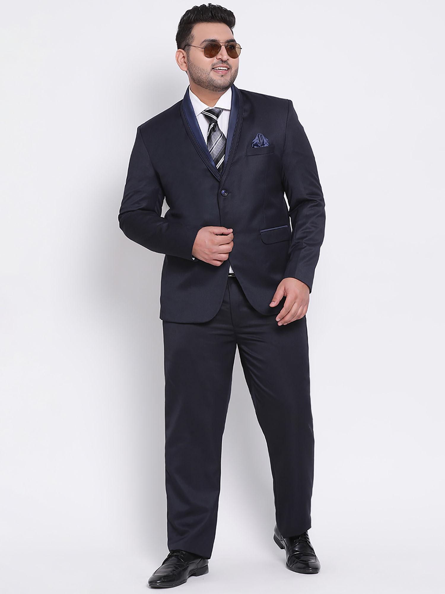 navy blue solid suit (set of 2)