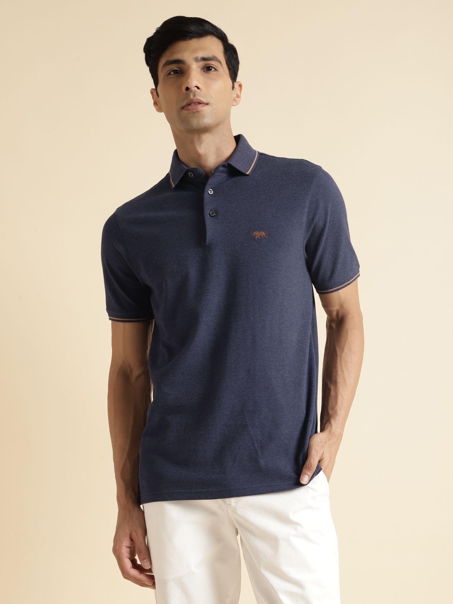 navy contrast tipping polo t-shirt