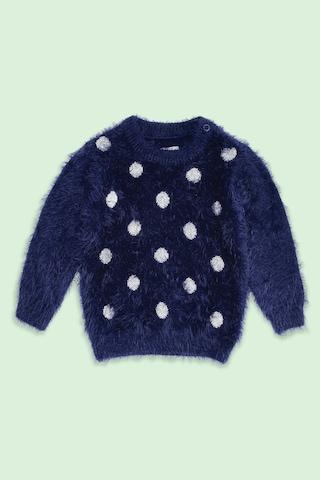 navy dots winter wear full sleeves round neck baby regular fit sweater