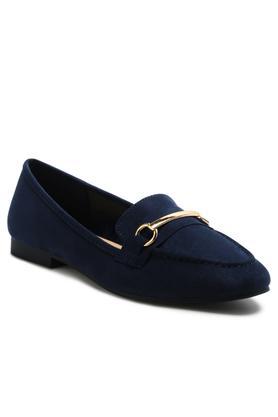navy formal suede bit loafers - navy