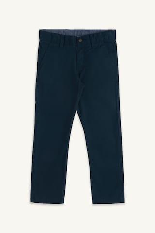 navy solid full length mid rise formal boys regular fit trousers