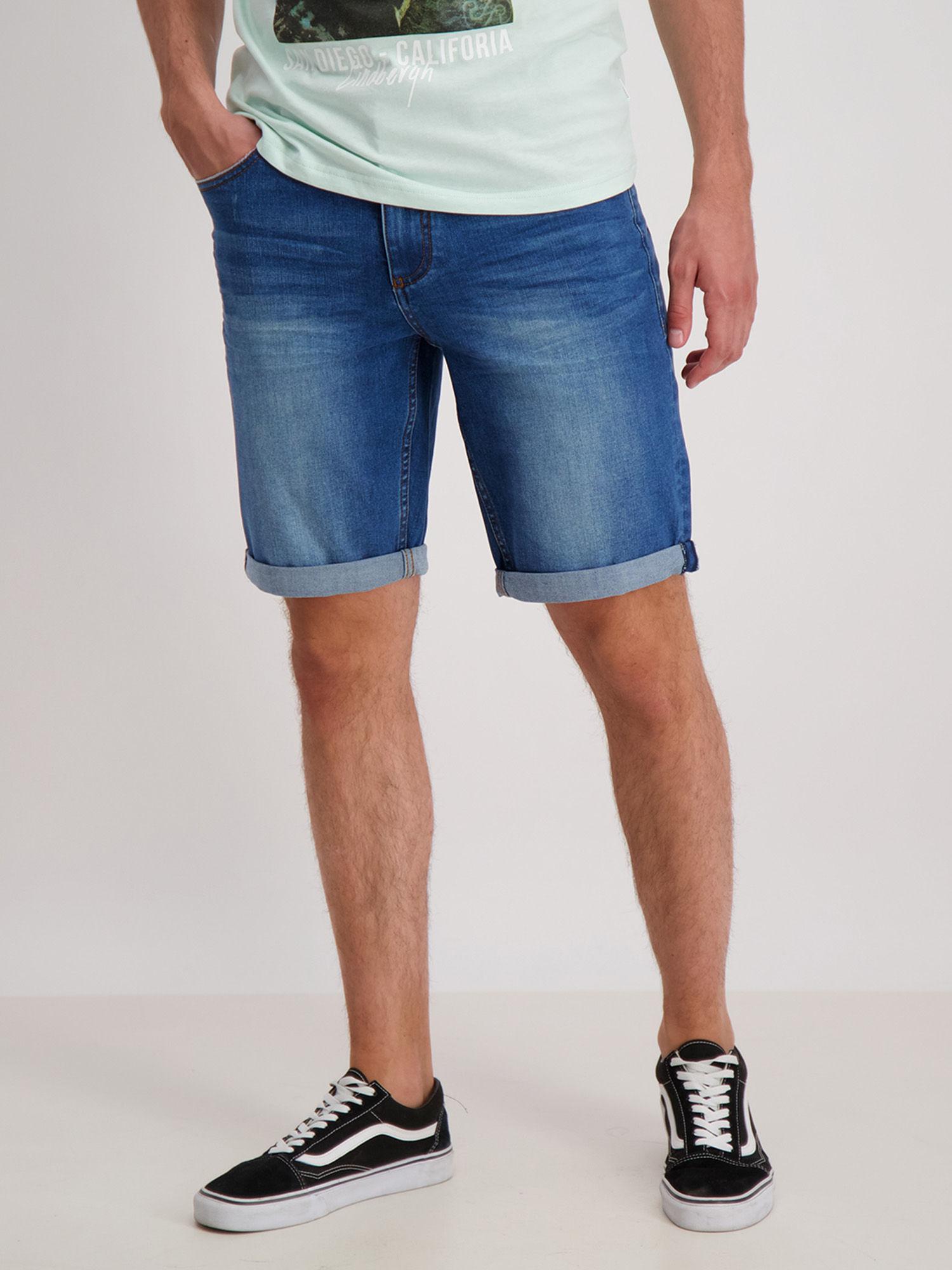 navy solid slim fit shorts