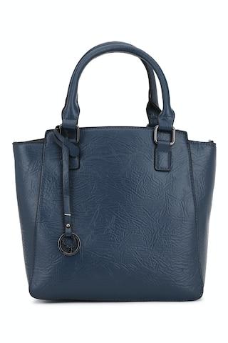 navy textured casual polyurethane women handbag