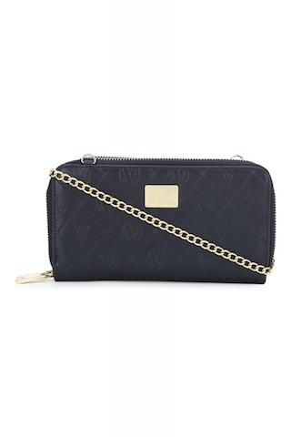 navy textured formal leather women wallet