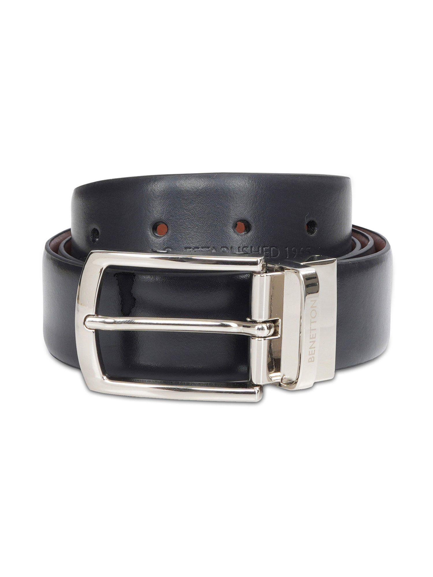 navy/tan leather larry belt