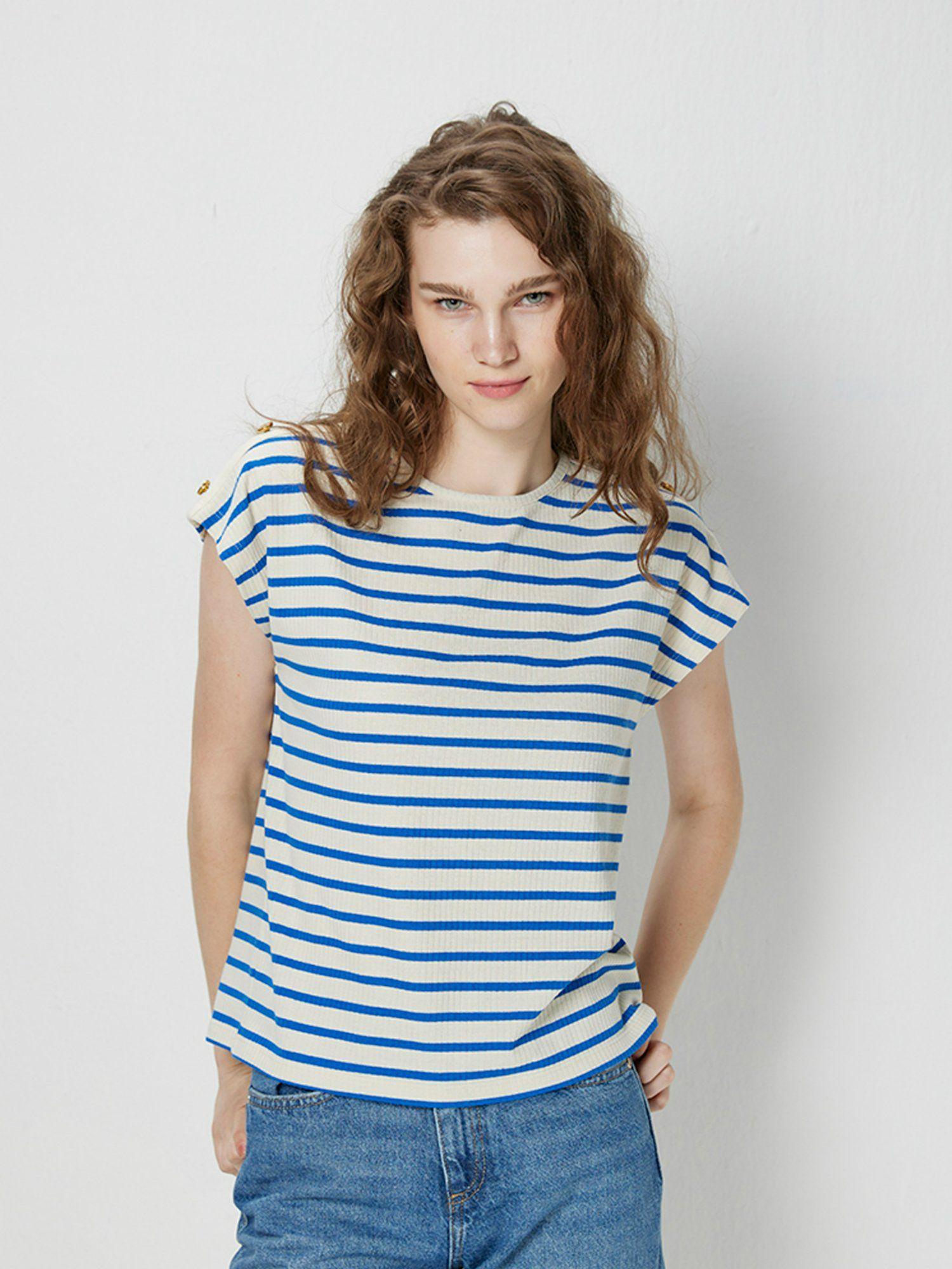 navy & white stripes tshirt