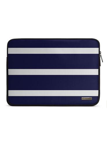 navy & white zippered sleeve for laptop-macbook