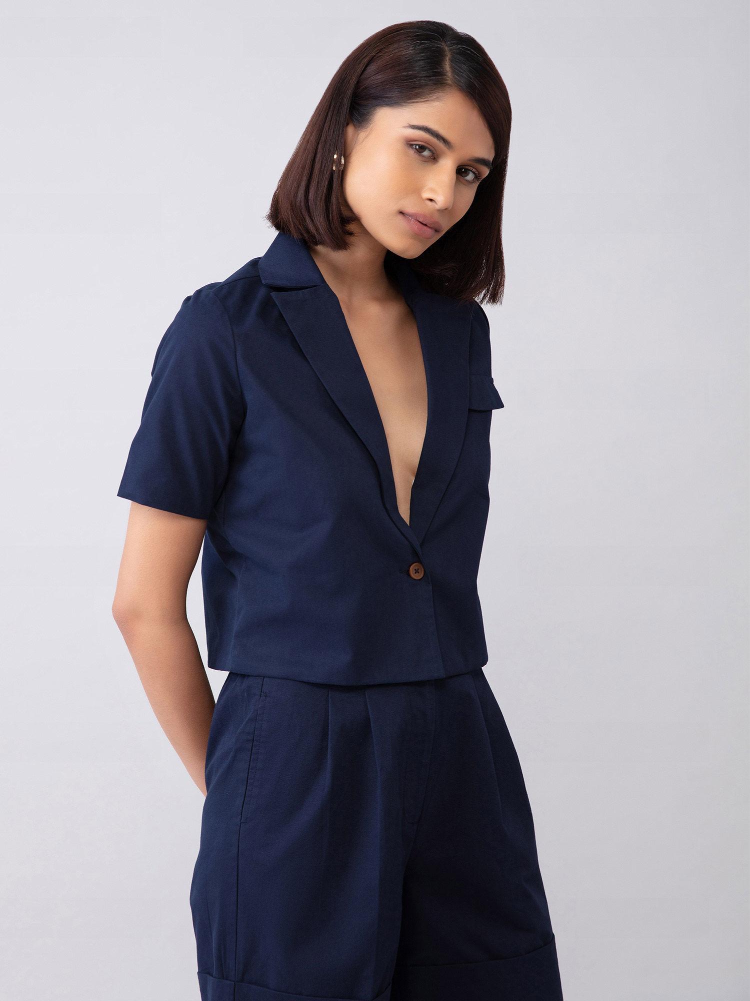 navy a lasting impression jacket with belt