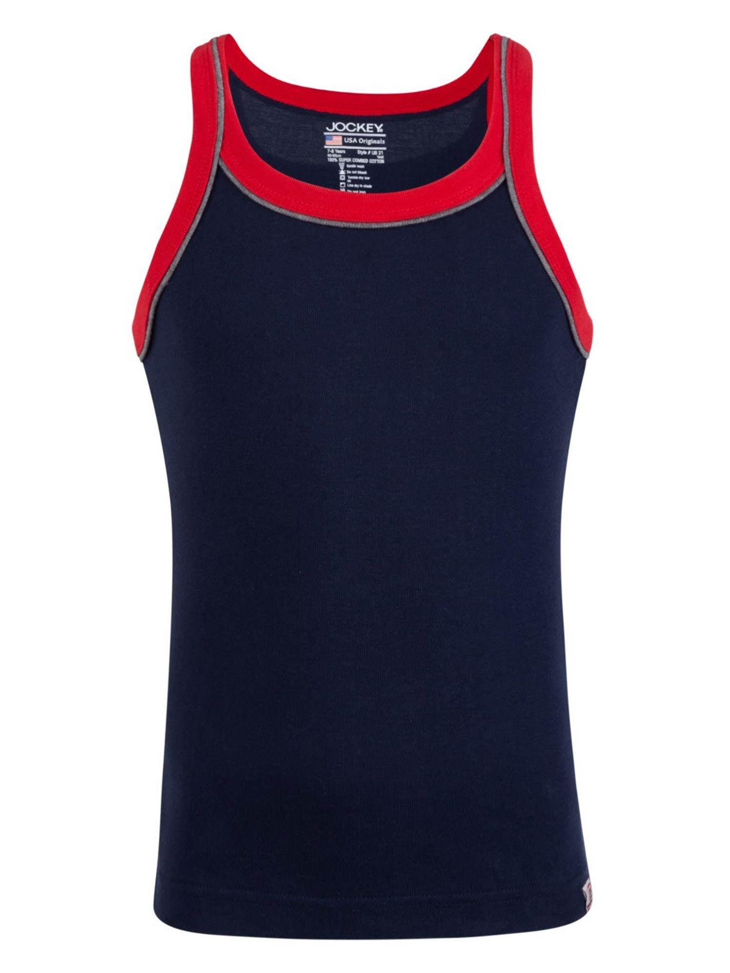navy and team red boys vest blue