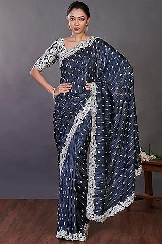 navy blue abla embellished saree set