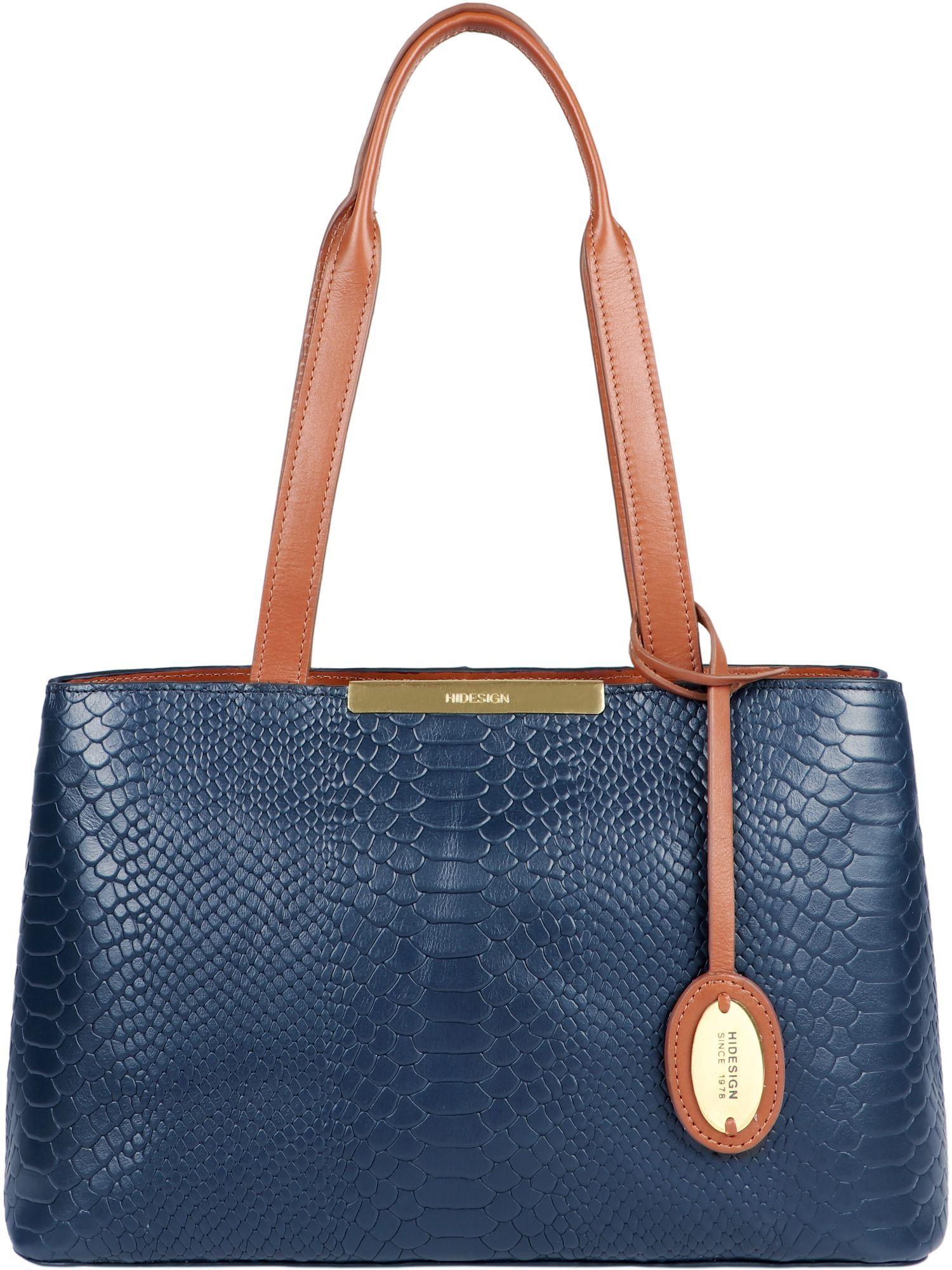 navy blue animal print handbag