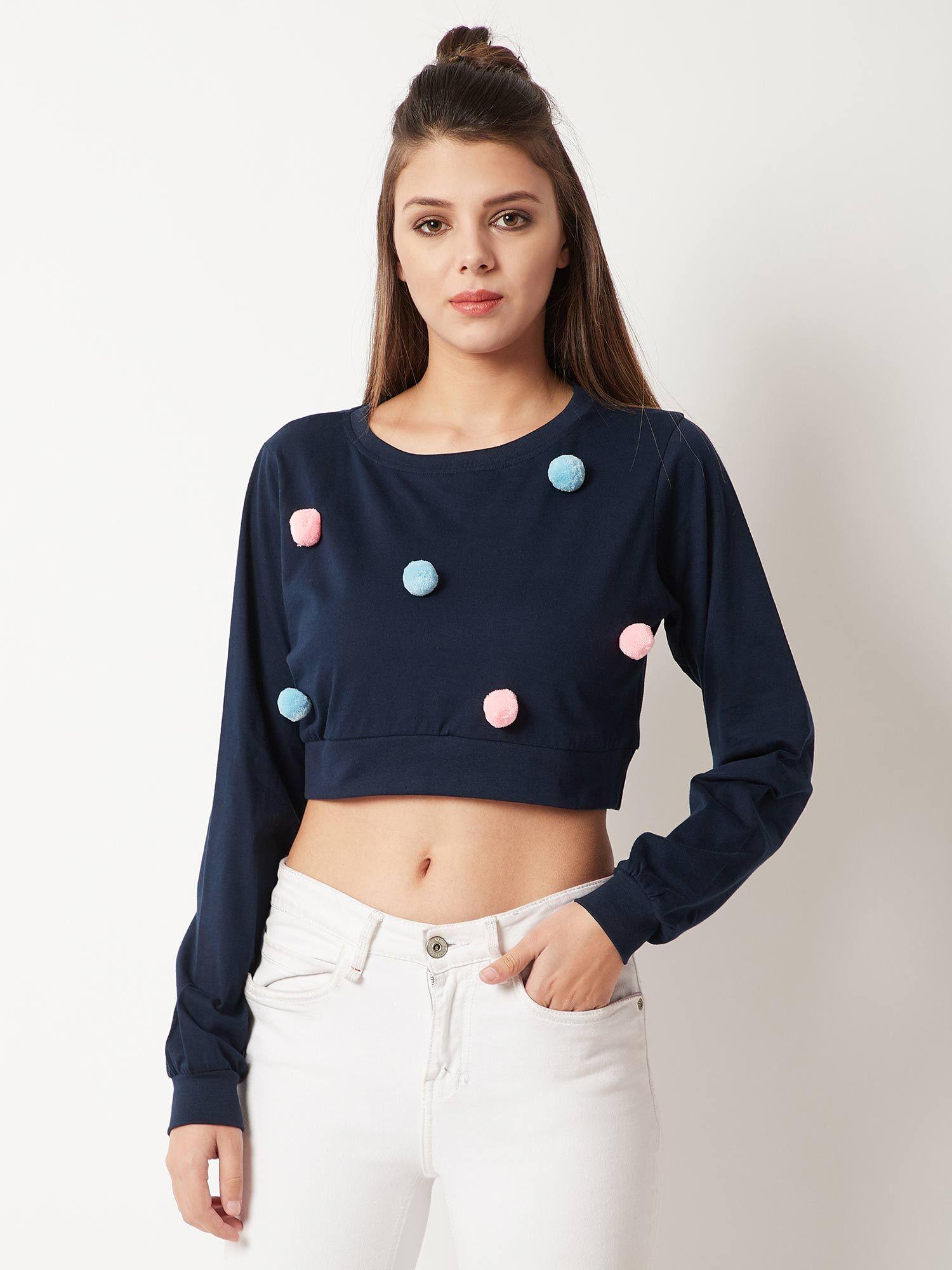 navy blue boxy crop top