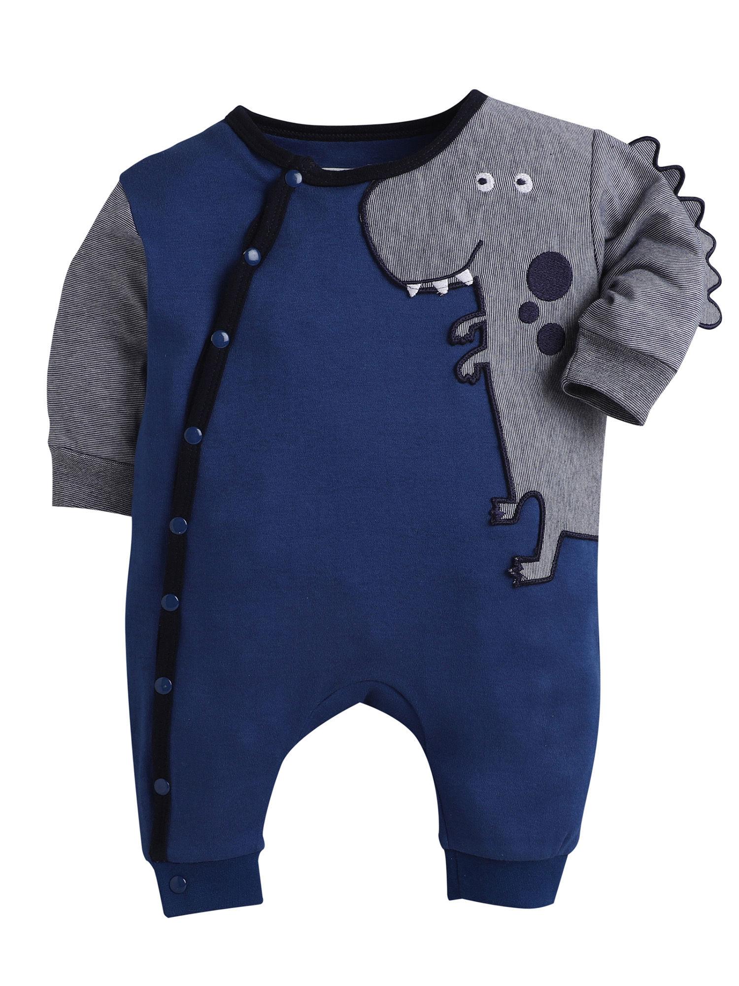 navy blue boys full sleeves trendy fancy romper