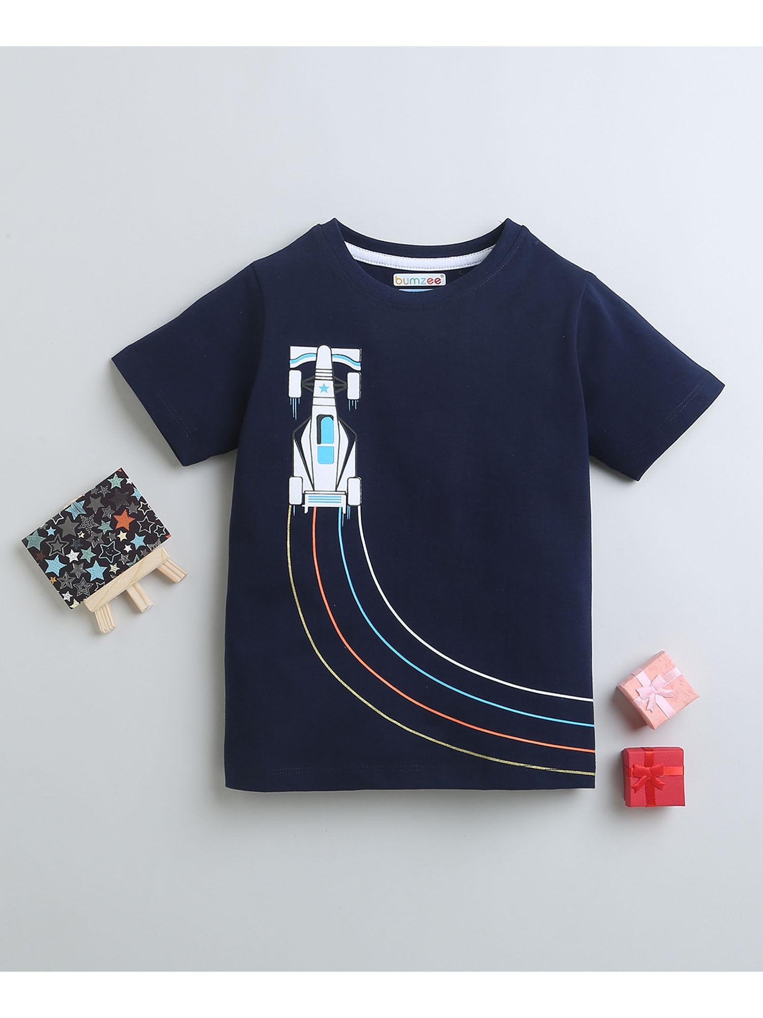 navy blue boys half sleeves t-shirt