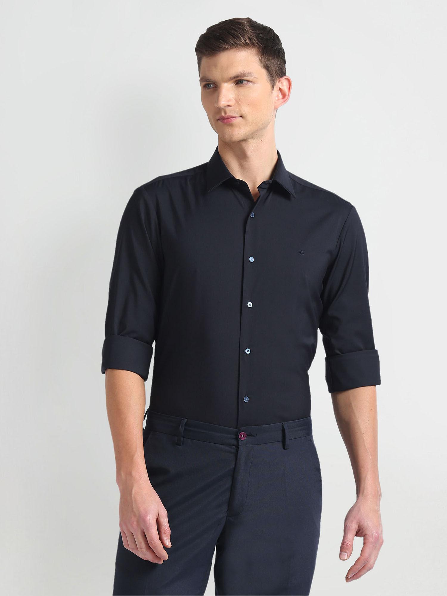 navy blue brooklyn super slim solid formal shirt