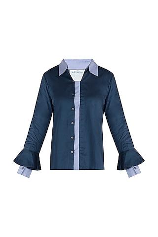 navy blue button down blouse