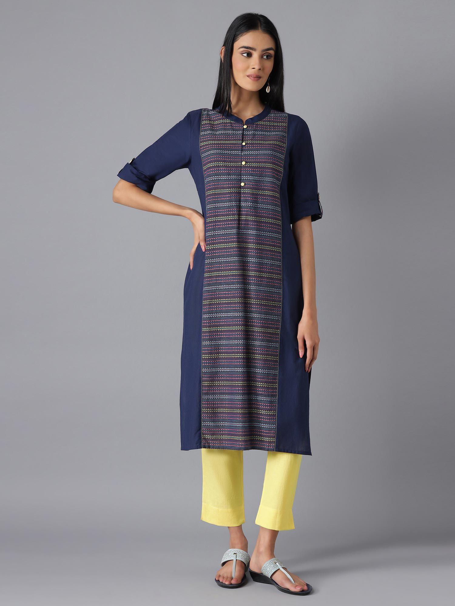 navy blue casual kurta