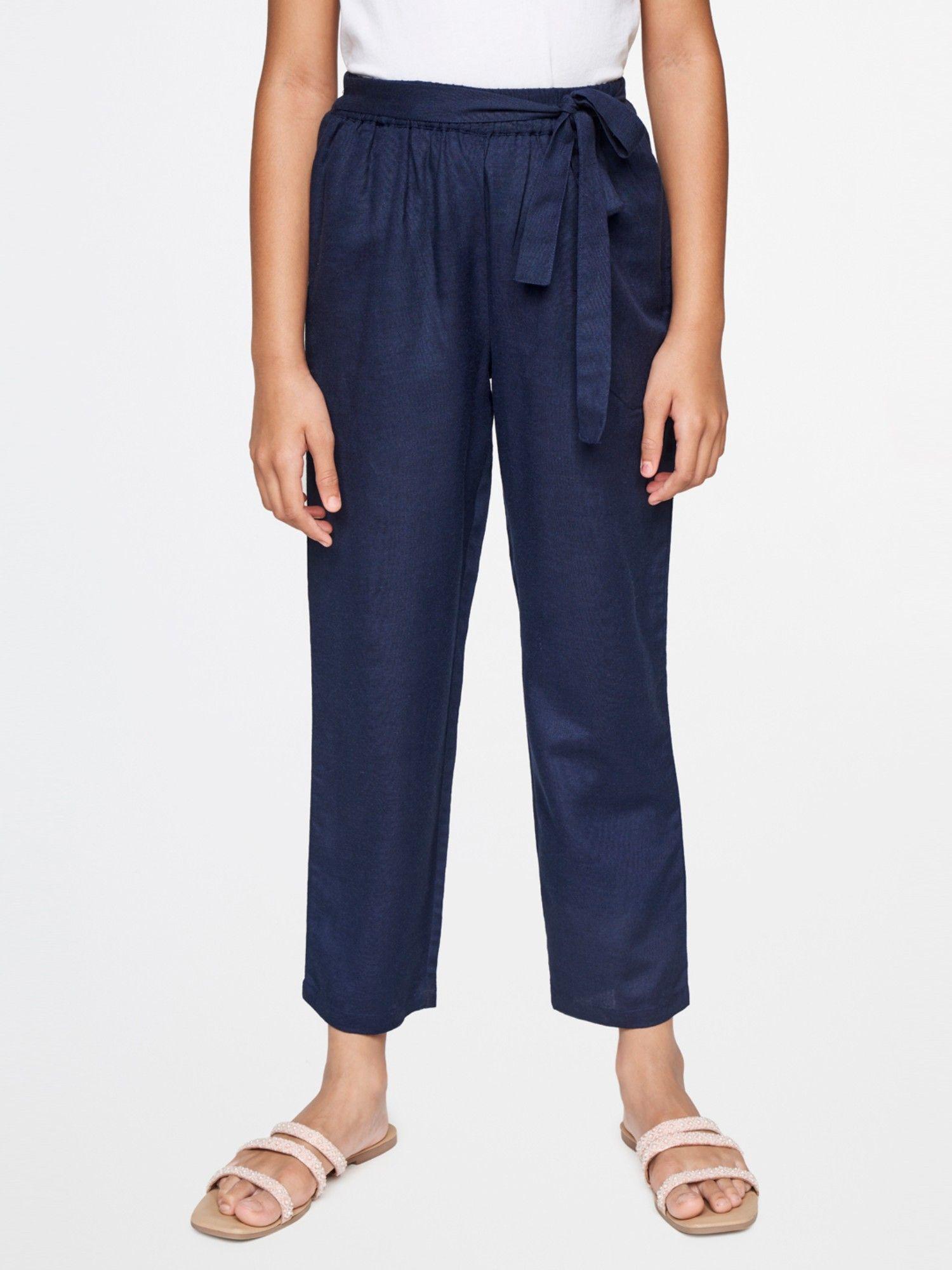 navy blue casual trousers