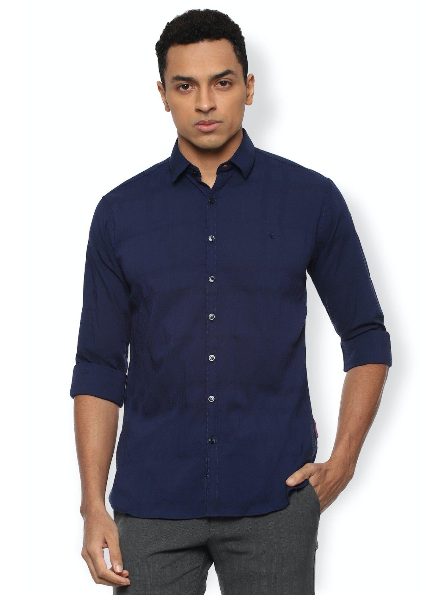 navy blue check casual shirt