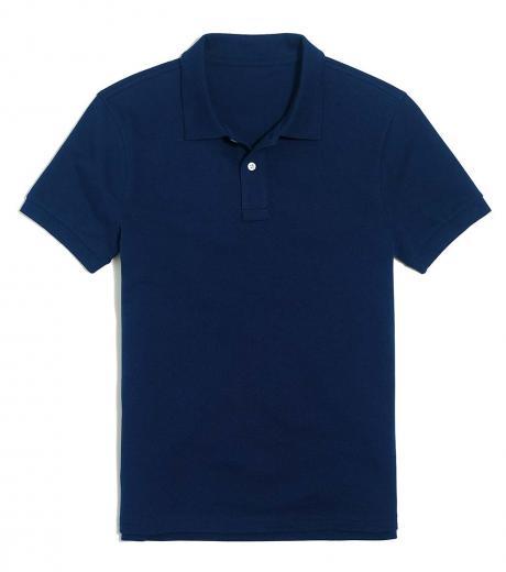 navy blue classic untucked flex pique polo