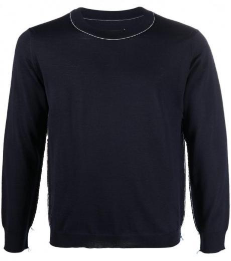navy blue contrast stitching jumper