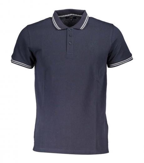 navy blue contrasting logo detail polo
