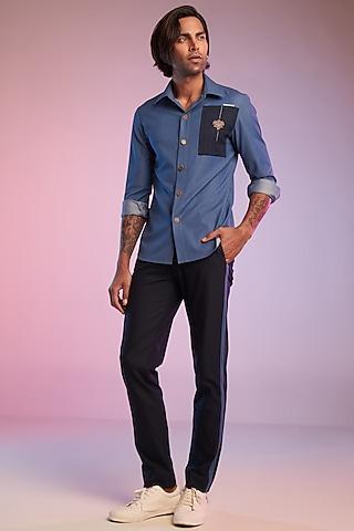 navy blue cotton & lycra trousers