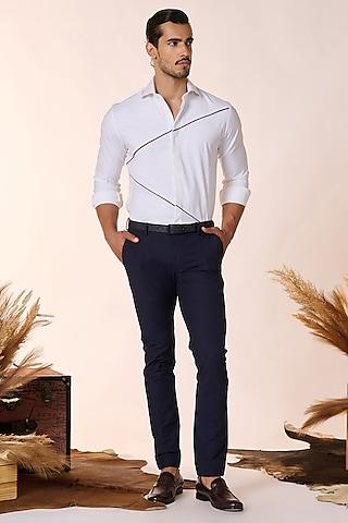 navy blue cotton & nylon trousers