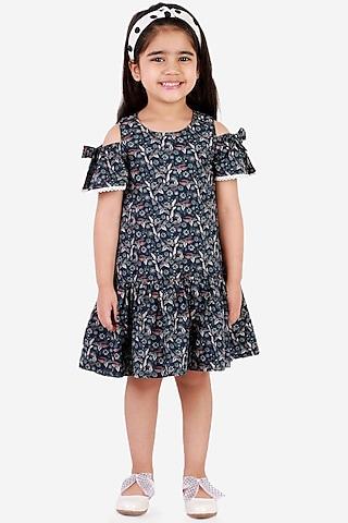 navy blue cotton dress for girls