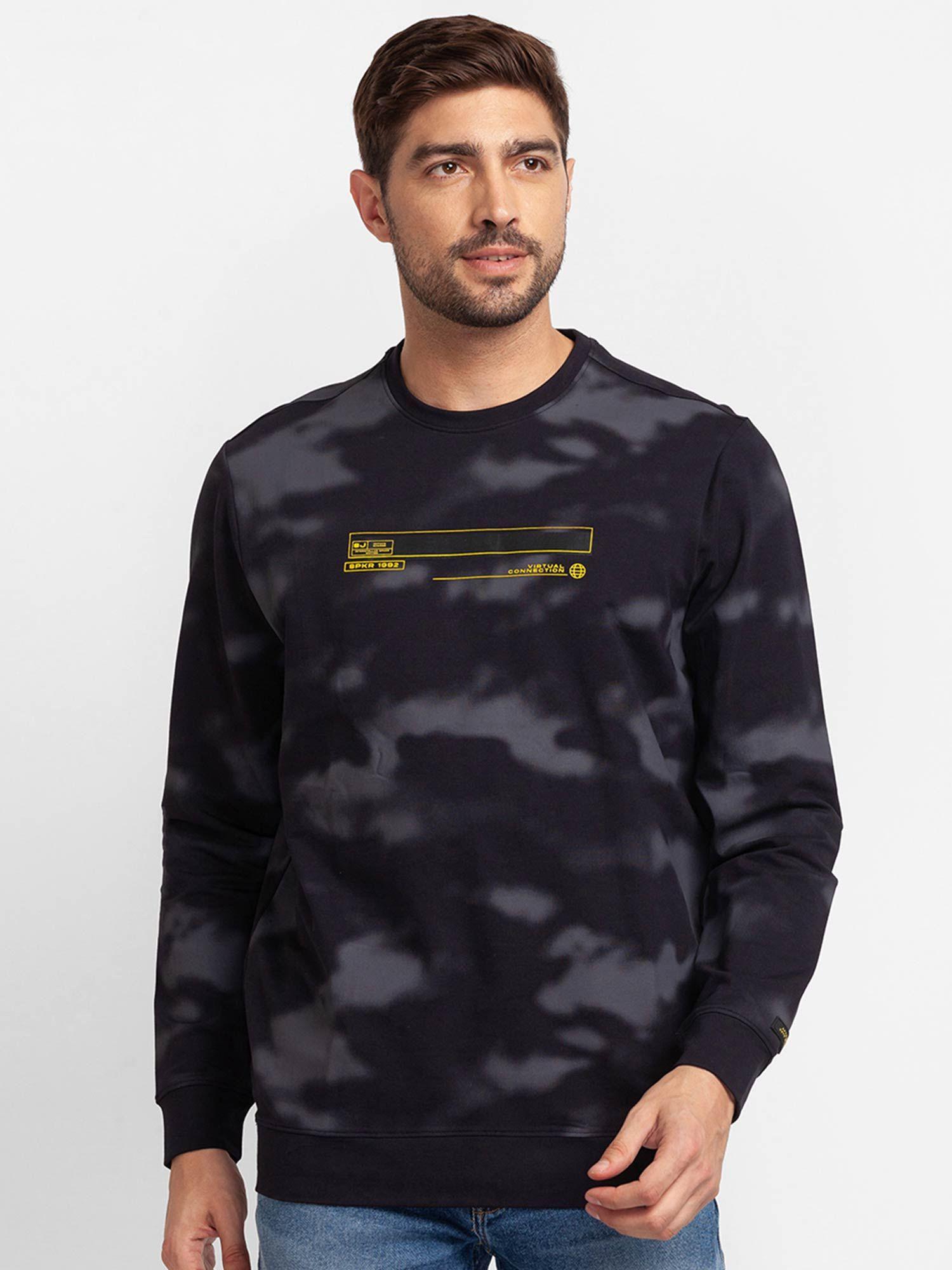 navy blue cotton full sleeve round neck sweatshirt for men