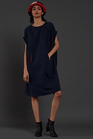 navy blue cotton shift dress