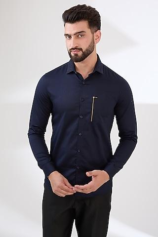 navy blue cotton shirt