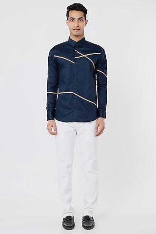 navy blue cotton shirt