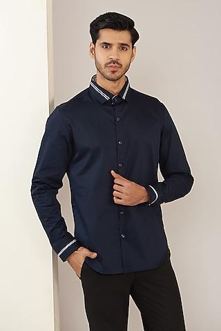 navy blue cotton shirt