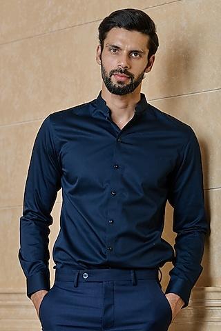 navy blue cotton shirt