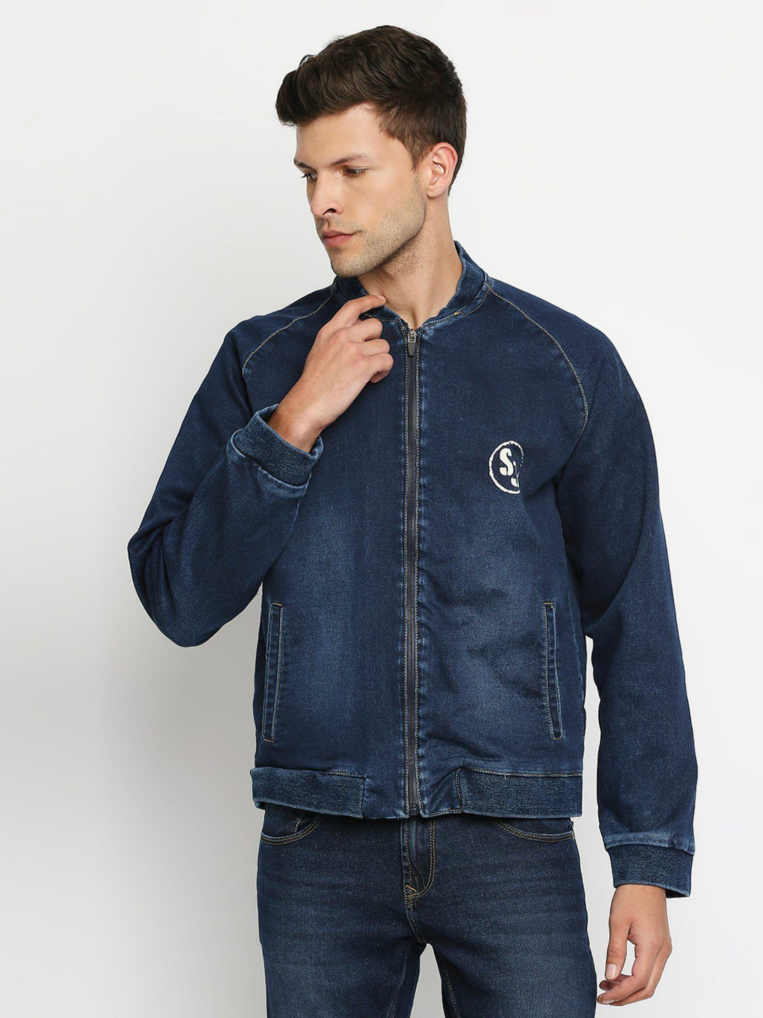 navy blue cotton slim fit casual jackets