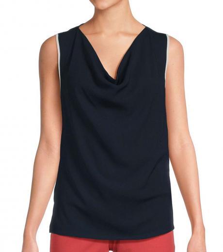 navy blue cowlneck top