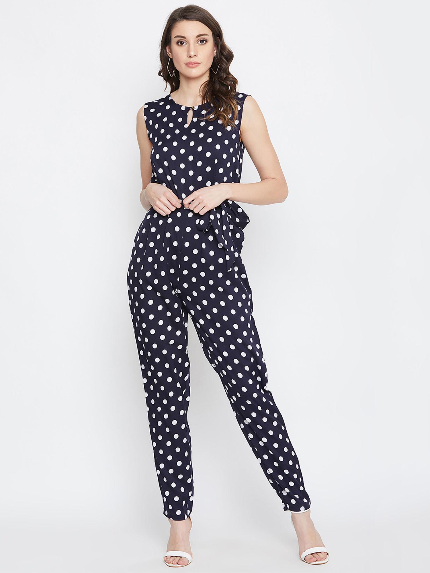 navy blue crepe keyhole jumpsuit