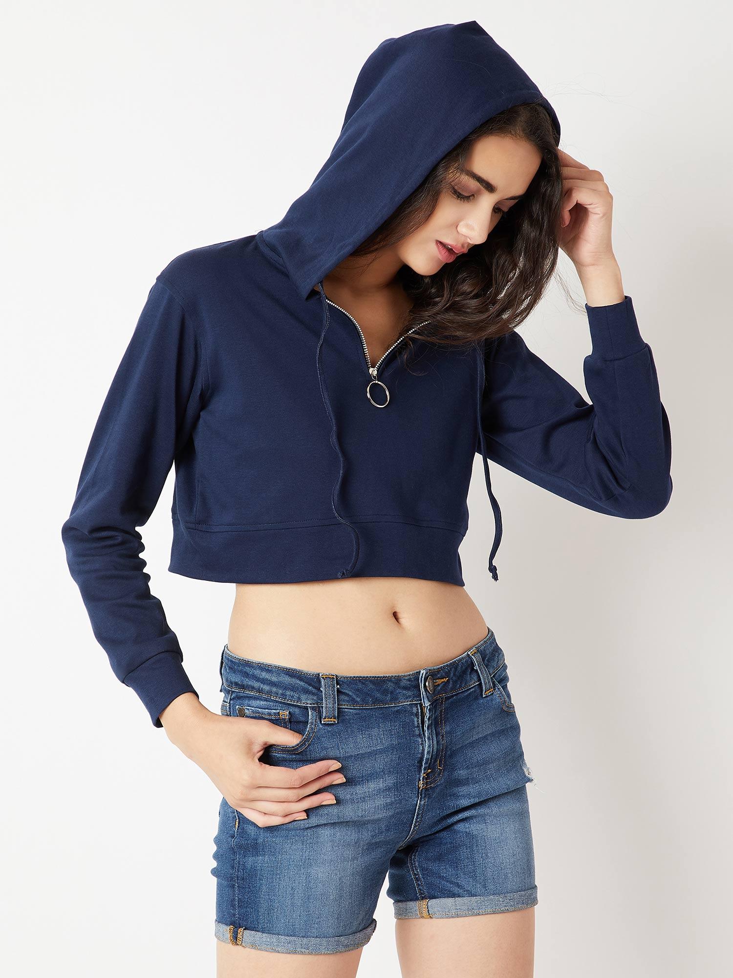 navy blue croped sweatshirt