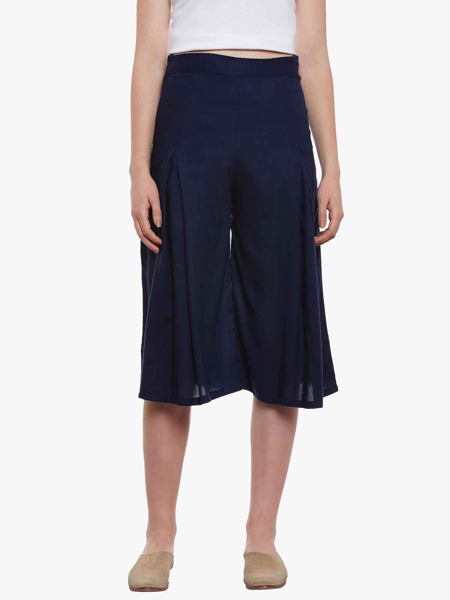 navy blue cropped culotte