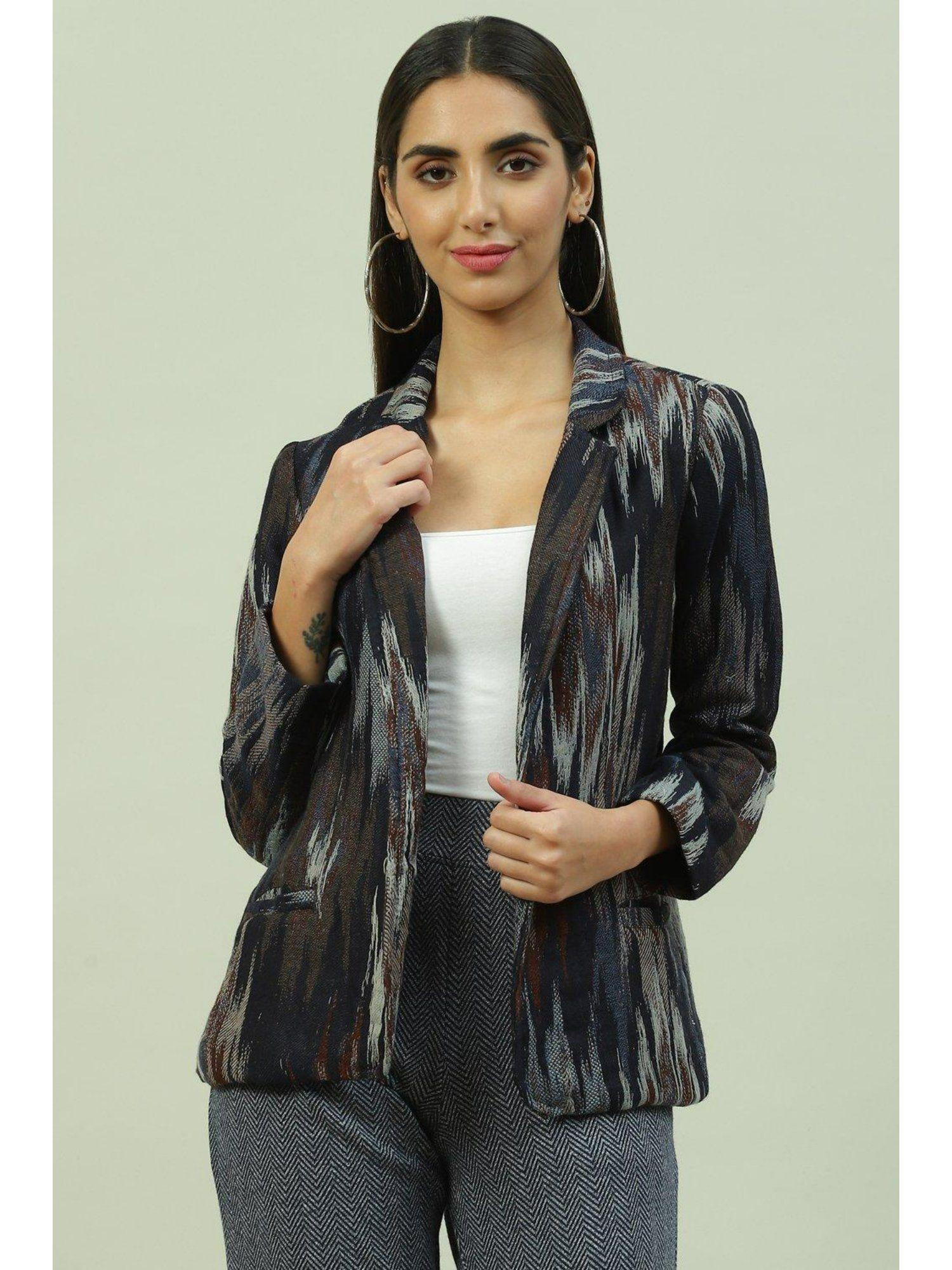 navy blue dip dyed ethnic jacket