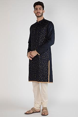 navy blue embroidered kurta