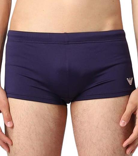 navy blue embroidered logo swimming trunks