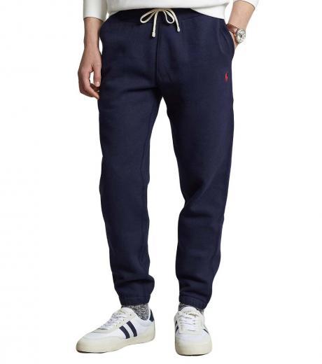 navy blue embroidered pony logo sweatpants